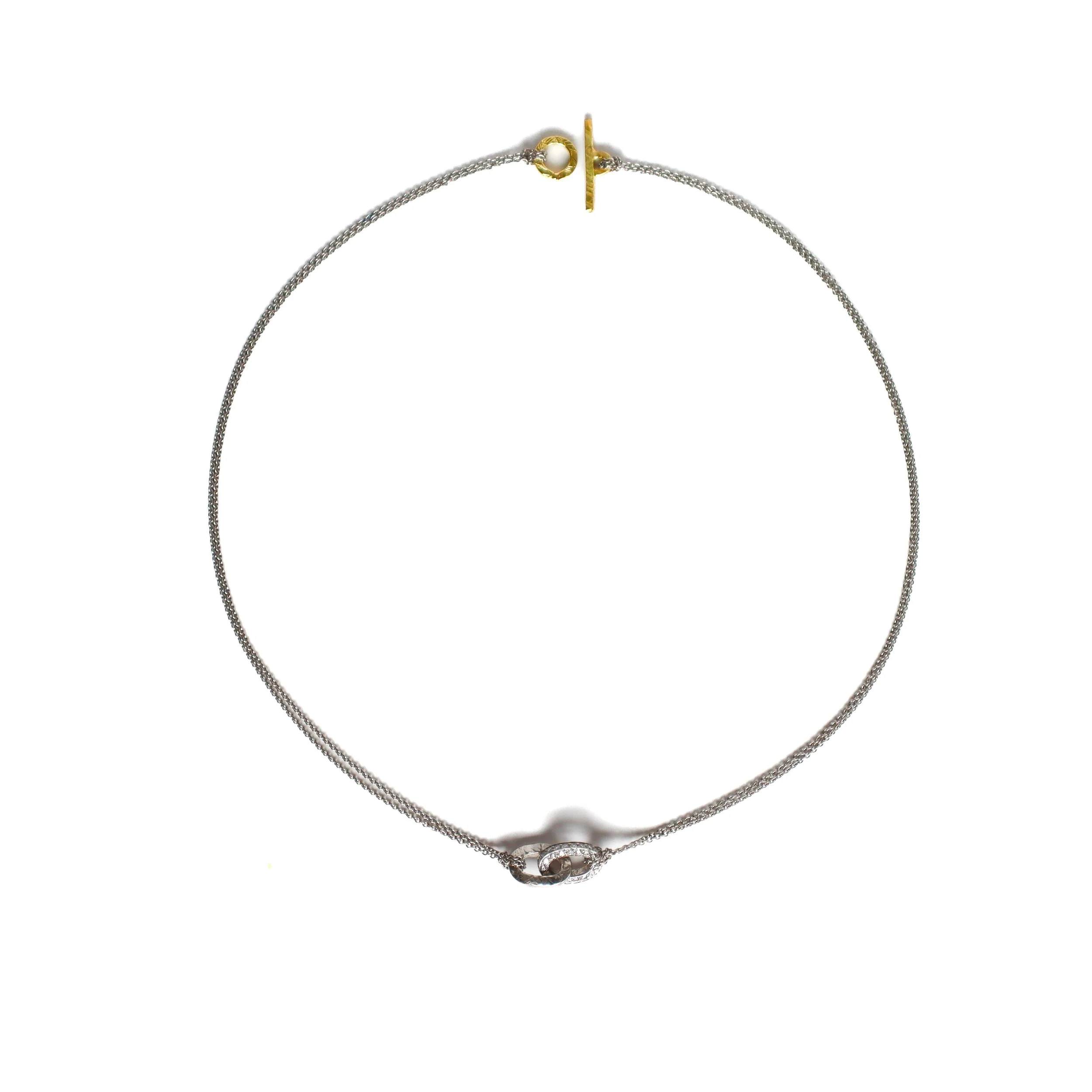 A Link in Love Platinum Pavé Diamond Link Necklace by Nelly Creative Studios