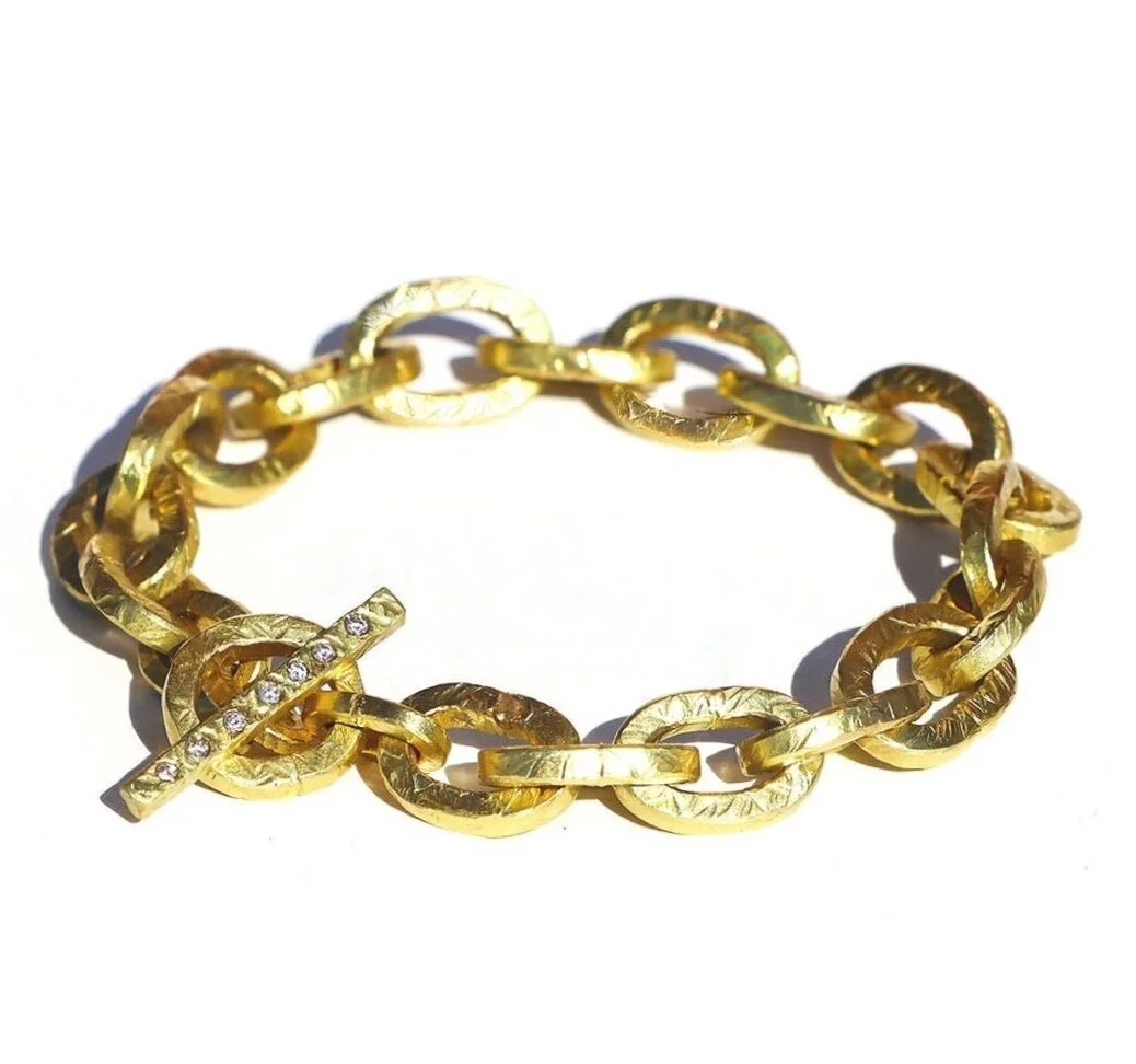 Medium Gold and Diamond Links Bracelet by Nelly Creative Studios