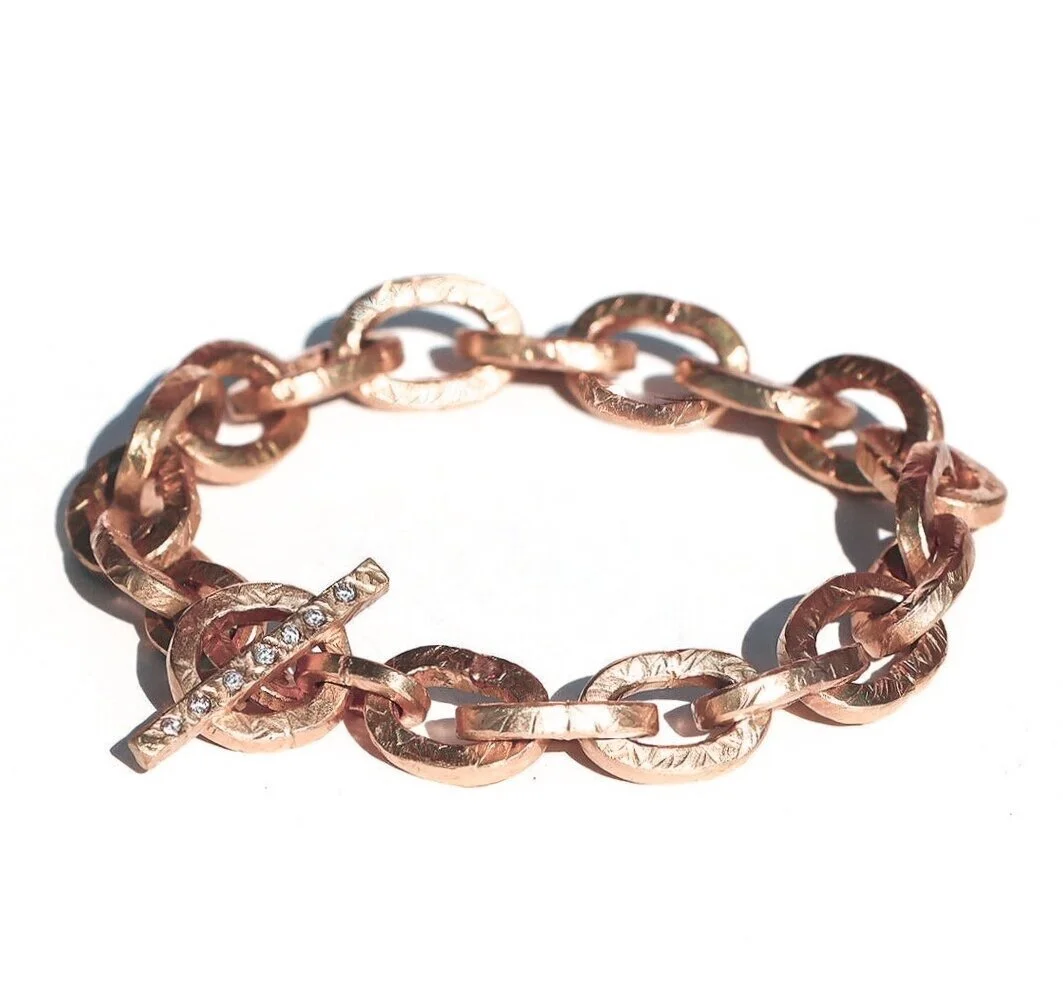 Medium Pink Gold and Diamond Link Bracelet limited edition by Nelly Creative Studios