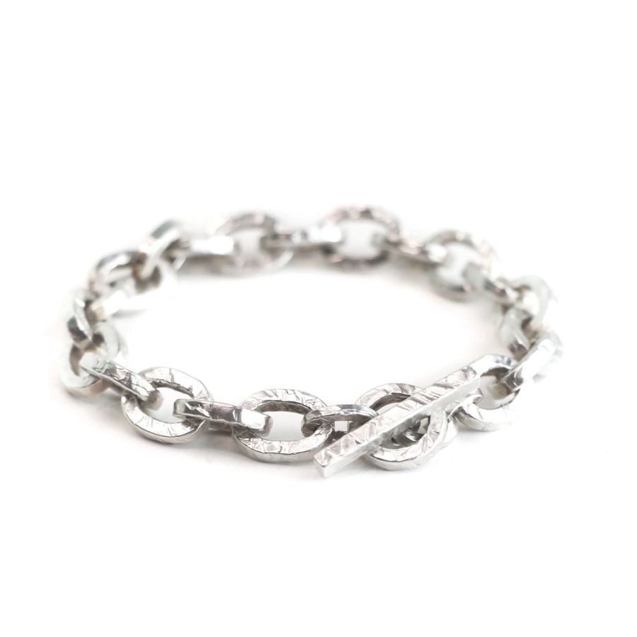 Small Silver Hammered Links Bracelet