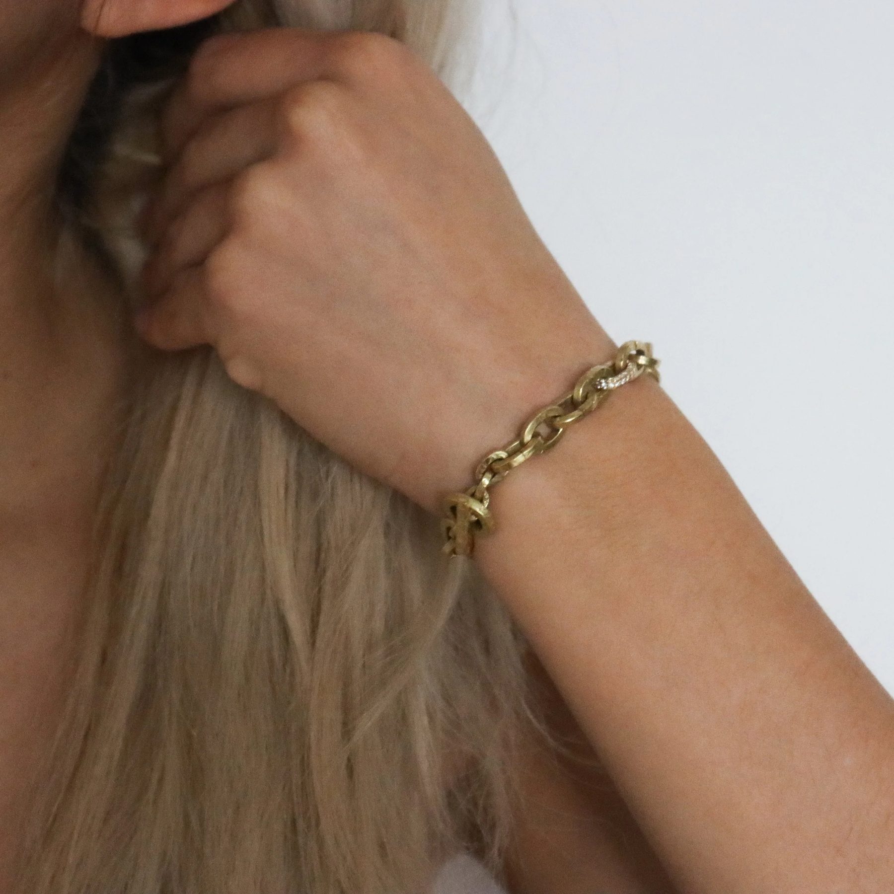 Small Gold and Diamond Links Bracelet fine jewelry by Nelly Creative Studios NYC